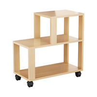 帅力边桌 沙发边可移动储物小边几床头带轮收纳书架三层原色SL8233C 浅胡桃色