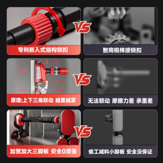 博舒健单杠室内引体向上器家用成人免打孔门上器材运动吊杆 【巨稳-三角防滑】70*100cm