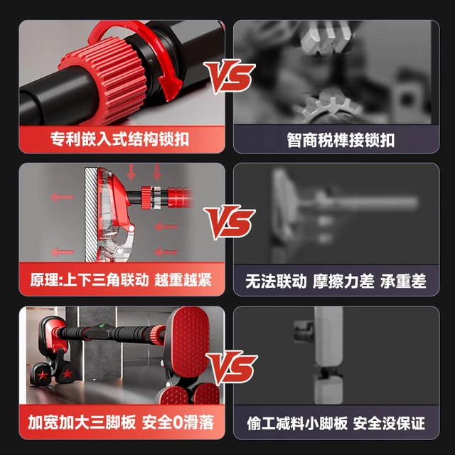 博舒健单杠室内引体向上器家用成人免打孔门上器材运动吊杆 【巨稳-三角防滑】70*100cm