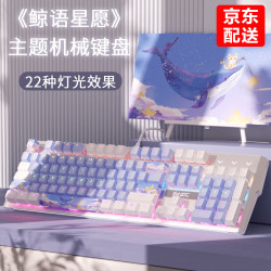 本手 BASIC 《鲸语星愿》主题有线机械键盘 雪月白紫青轴