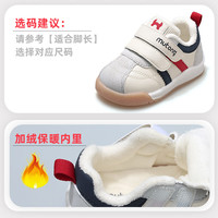 牧童婴儿学步鞋2025春秋款男童英伦风防撞宝宝鞋子女软底儿童鞋1-3岁 学院蓝（加绒保暖） 20 鞋内长14.5cm