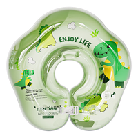 格威奈婴儿童游泳圈脖圈0-3岁新生儿颈圈可调节加厚双气囊洗澡 恐龙一家M码【10斤以下 6月内】