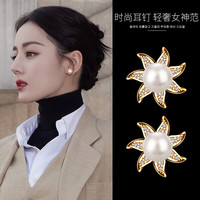 QPQK天然淡水珍珠耳钉年轻款2025新款轻奢高级感气质大气耳饰女士耳环 淡水珍珠金耳钉