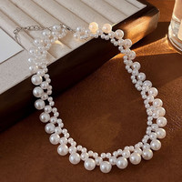 长彩施家轻奢珍珠项链女2024小米珠颈链小众叠戴感锁 迪丽热巴同款珍珠项链