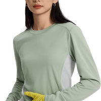 探拓 25年春秋运动服女式圆领长T透气简约撞色休闲运动上衣