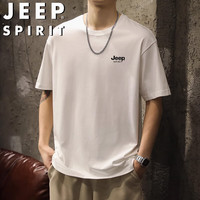 JEEP SPIRIT吉普短袖T恤男士夏季百搭简约宽松圆领半袖上衣 白色 M M (95-115斤)