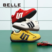 百丽（Belle）童鞋女童德训鞋2025年秋季薄底红色赛车鞋男童休闲板鞋运动鞋 红/米色 26 脚长约15.6-16.2cm