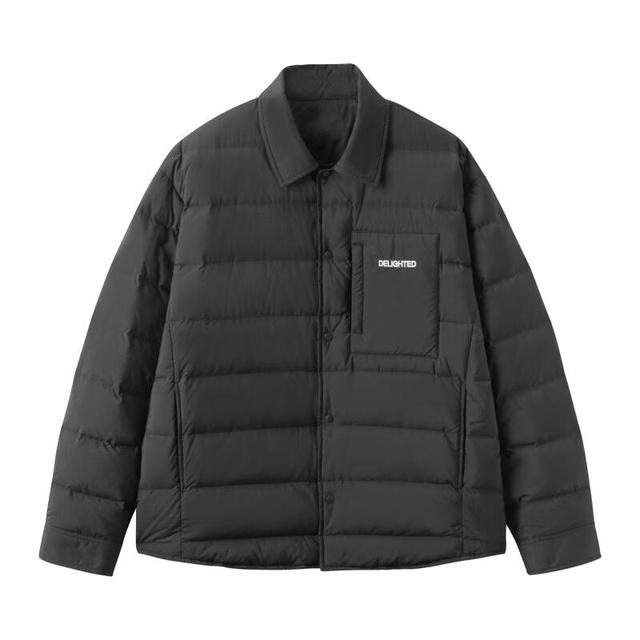 今日必买：gxgjeans 清仓！美式宽松休闲衬衫领轻薄羽绒服 黑色