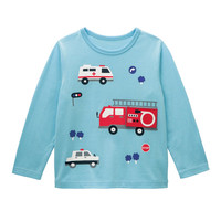 千趣会 童装25春秋款男童长袖T恤立体工程车动物幼儿园宝宝打底衫