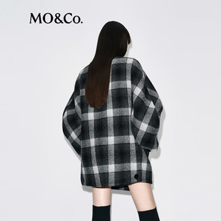 MO&Co.毛呢外套2025冬经典格纹绒面花呢廓形大衣可拆领袢MBE4OVC044 黑白格色 S /160