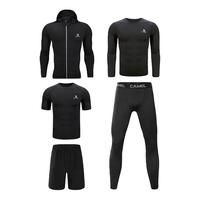 骆驼 长袖运动服跑步套装男士秋冬晨跑紧身衣训练瑜伽服五件套