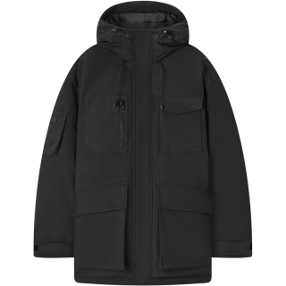 PLUS会员：gxgjeans 美式三防工装短款连帽羽绒服 黑色 L