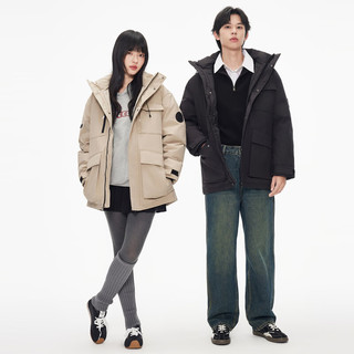 gxg.jeans男装2024年冬季保暖工装短款连帽羽绒服 2色可选 卡其色 XL (180)