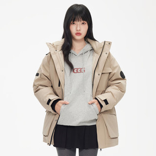 gxg.jeans男装2024年冬季保暖工装短款连帽羽绒服 2色可选 卡其色 XL (180)