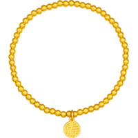 周六福黄金福牌古法手链手串女足金计价圆珠吊坠 4.66g