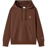 Champion冠军春秋刺绣小Clogo连帽套头卫衣简约休闲男女 咖啡色 S
