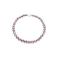 海蒂10-12mm圆珠S925银高品质淡水珍珠项链女附证书