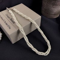 长彩施家轻奢珍珠项链女2024小米珠颈链小众叠戴感锁 小珍珠麻花项链