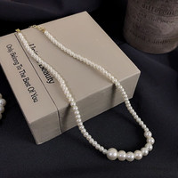 长彩施家轻奢珍珠项链女2024小米珠颈链小众叠戴感锁 简约珍珠项链