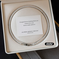 长彩施家轻奢珍珠项链女2024小米珠颈链小众叠戴感锁 施家珍珠项链元宝扣4mm