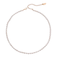 Amber Lollipop米粒珍珠项链女士锁骨链小众感颈链周年 4-5mm米粒珍珠