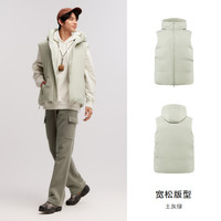 森马羽绒马甲男三防外套宽松连帽2024冬叠穿纯色百搭无袖上衣 土灰绿（灰鸭绒）40943 175/92A/L