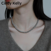 Cindy Kelly轻奢珍珠项链女高级实用精致走心首饰结婚纪念女生 真多麻灰珍珠项链-6MM 约41cm