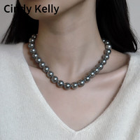 Cindy Kelly轻奢珍珠项链女高级实用精致走心首饰结婚纪念女生 真多麻灰珍珠项链-12MM 约41cm