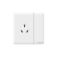 霍尼韦尔 开关插座面板 16A三孔带开关86型超薄墙壁开关A8奶油白