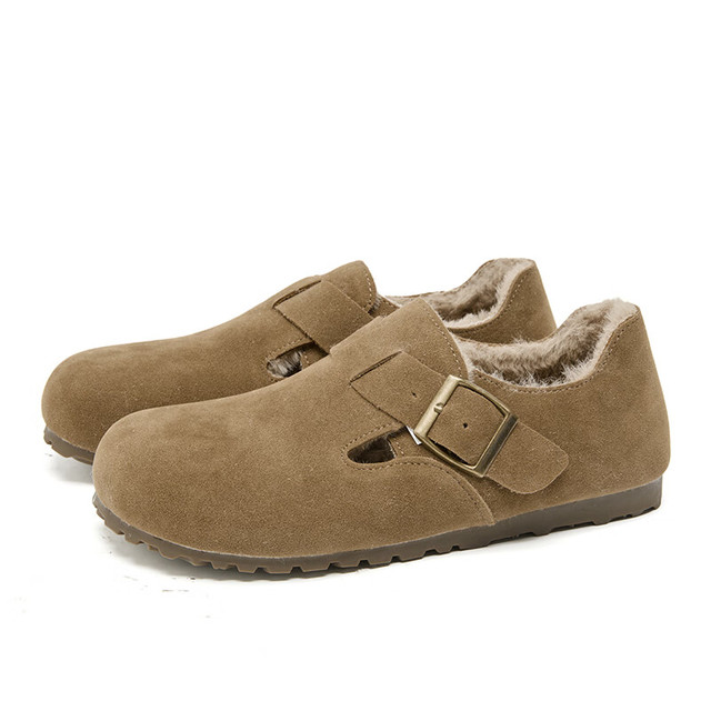 WESTLINK 西遇 女士 软底全包加绒一脚蹬勃肯鞋 毛毛鞋