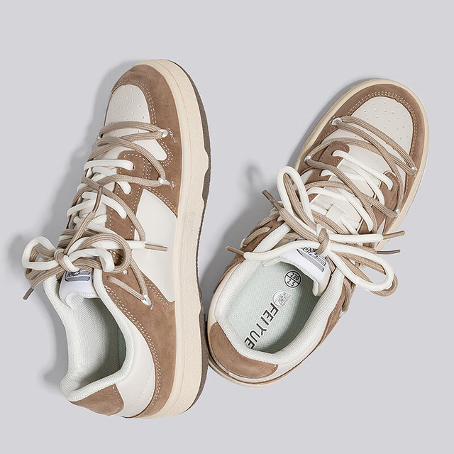 飞跃 板鞋简约透气德训鞋男女复古新潮男女板鞋休闲百搭潮流鞋 米棕 37