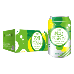依能 柠檬味汽水 无糖苏打水饮料 0卡0能量气泡水 330ml*24罐