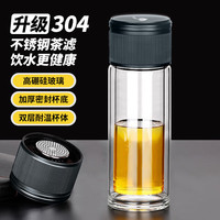 宅轻松 ZARVYRELAXED 高硼硅玻璃杯 茶水分离 304茶隔 500ml 银叶竖纹