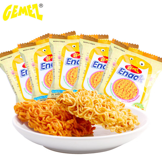 有券的上：GEMEZ Enaak 印尼进口小鸡面干脆面 烧烤鸡肉味 16g*5包