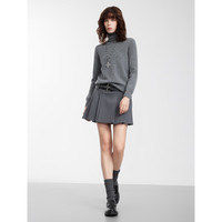 ELLE【100%绵羊毛】高领毛衣女2025秋冬打底保暖内搭羊毛针织衫 浅灰（半高领升级版） L