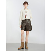 ELLE【100%绵羊毛】高领毛衣女2025秋冬打底保暖内搭羊毛针织衫 米白(半高领升级版) M