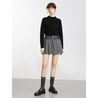 ELLE【100%绵羊毛】高领毛衣女2025秋冬打底保暖内搭羊毛针织衫 黑色（半高领升级版） L