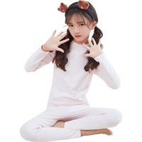浪莎儿童内衣套装 男女童秋衣秋裤舒绒棉圆领保暖家居睡衣LSTZQJD15 女童兔子款 140