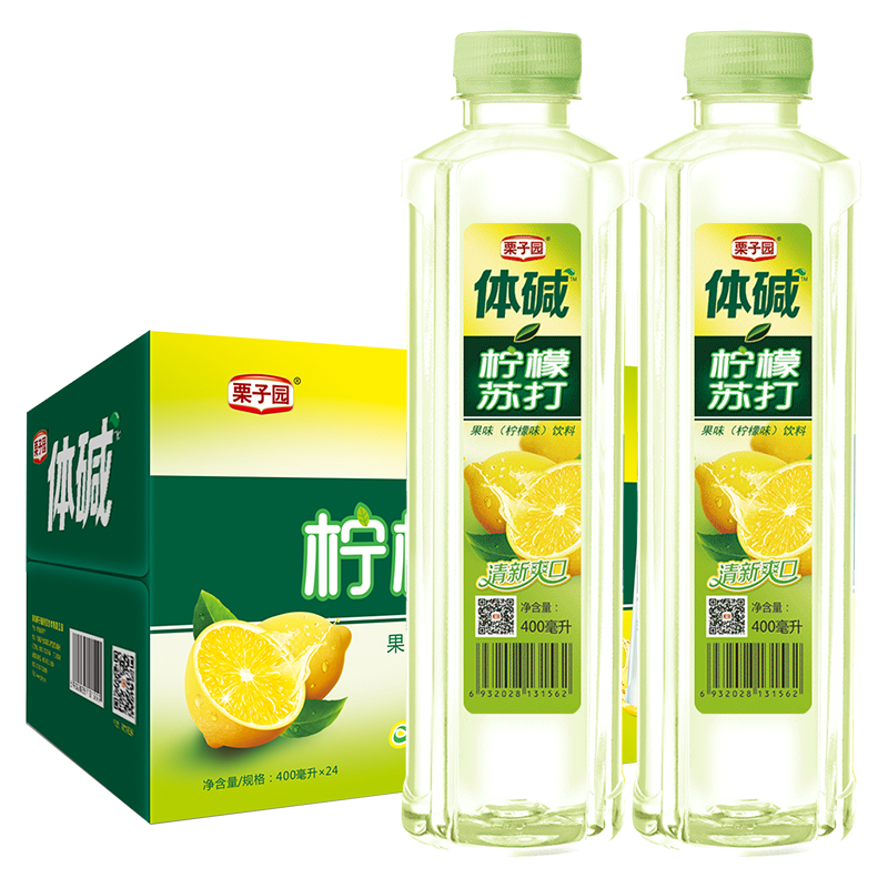 栗子园 体碱 苏打水 柠檬味 400ml*24瓶