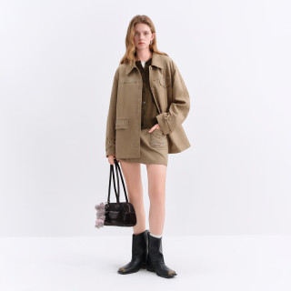 范思蓝恩 美式复古高温烫钻麂皮绒夹克外套女冬季202544324433 外套 M