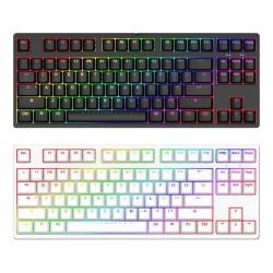 高斯 GS87C 87键 有线机械键盘 白色 Cherry黑轴 RGB