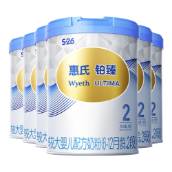 惠氏 铂臻较大婴儿配方奶粉2段（6-12月）780g*6罐 进口DHA 脑磷脂群