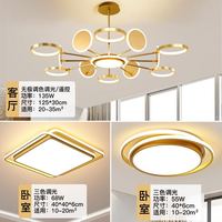 海德照明 北欧轻奢系列 客厅卧室餐厅房间 LED灯高级灯具套餐 经典金 全屋调光 两室一厅 包安装/拆旧