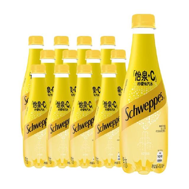 今日必买、年货大集、淘金币可用、88VIP：怡泉 +C 碳酸汽水 柠檬味400ml*12瓶