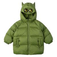 gxg.kids 2021冬新品儿童羽绒服男童连帽小耳朵护目镜保暖羽绒服 绿色