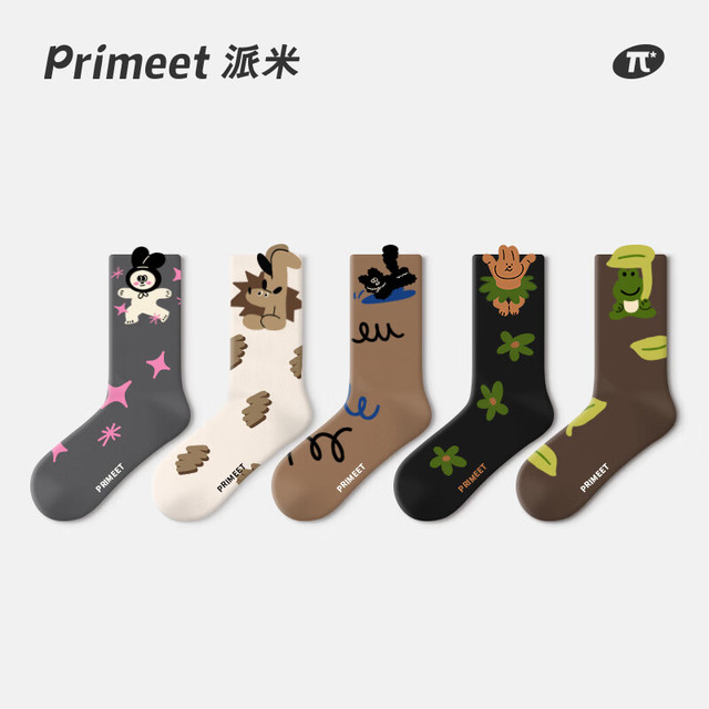 值选、今日必买：PRIMEET 派米 卡通小众设计感花边中筒袜 AB93191H