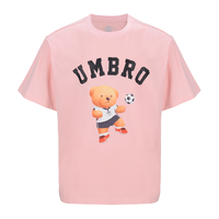 Umbro/茵宝 男式T恤百搭小熊系列卡通宽松情侣短袖纯棉透气夏季T恤短袖男 淡粉色 S