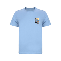 Umbro/茵宝 情侣款夏季纯棉透气短袖小熊系列刺绣男式休闲运动T恤男 雨蓝色 s