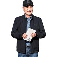 宝财羊爸爸装休闲夹克男中年男士春秋季立领外套男中老年男装40-50岁父亲老人衣服 BJ6292211045 灰色 190