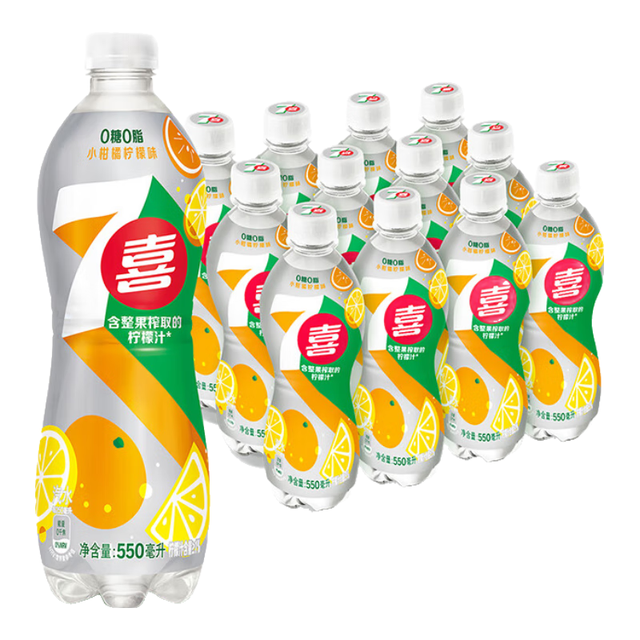 PLUS会员、今日必买：百事 可乐七喜7UP 无糖 小柑橘柠檬味  550ml*12瓶